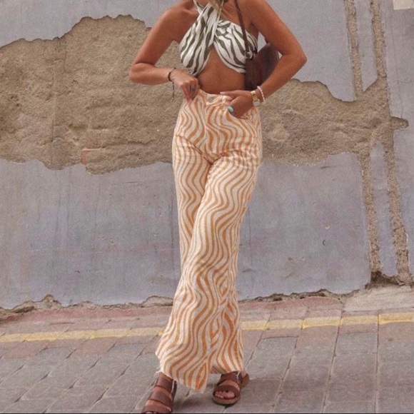 Zara | Jeans | Zara Orange Swirl Jeans | Poshmark